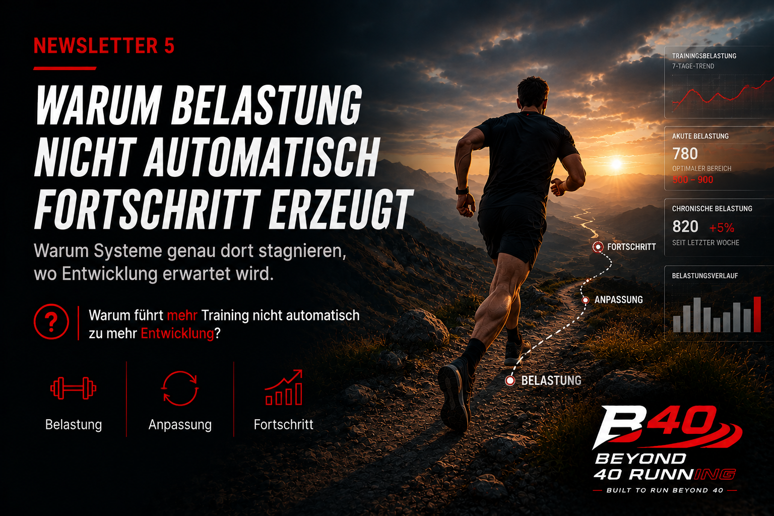 Beyond 40 Running Newsletter 5 zum Thema Trainingsbelastung, Anpassung und Fortschritt